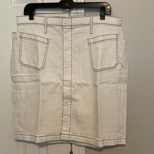 JCrew denim button front skirt in ivory wash